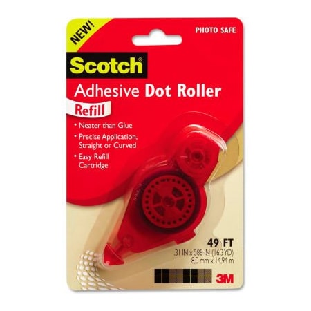 3M Adhesive Dot Roller Refill, .31"x49" , Clear 6055R